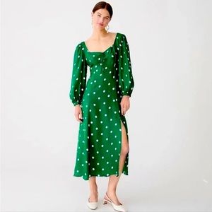 J.Crew Green Polka Dot Dress